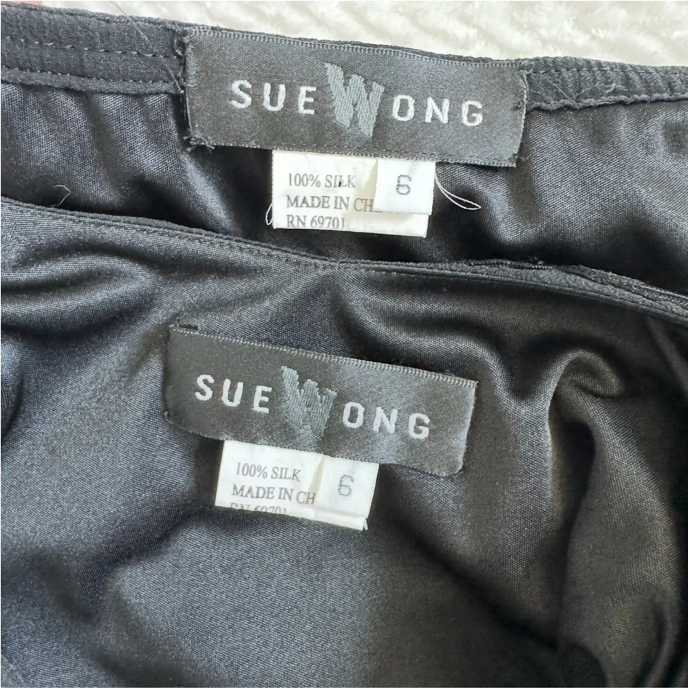 VTG Sue Wong Silk Beaded Embroidered Skirt Top 6 Black Whimsigoth Coquette Dress - Picture 6 of 17